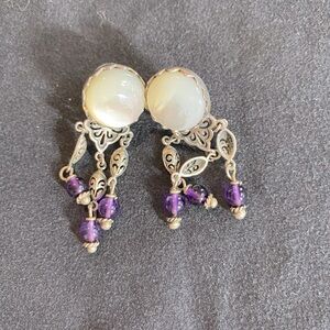 Mother of Pearl with Amethyst Earrings